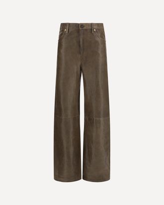 Golden Goose Melany leather Pants with embroidery Female 42