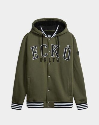 Ecko State faux shearling Varsity Jacket in Olive Green at Nordstrom, Size X-Large