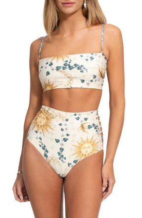 Agua Bendita Juls Solstice Reversible High Waist Bikini Bottoms in White at Nordstrom, Size Small
