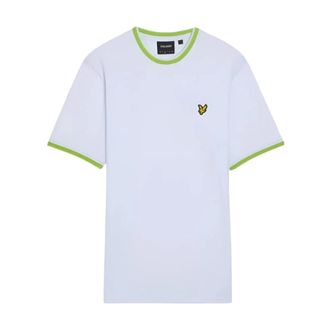 Lyle & Scott Tipped Crew Neck T-Shirt - Heren - Tops - Wit - Maat: L Katoen