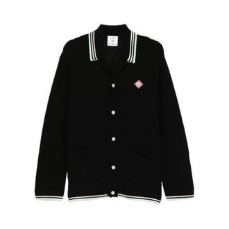 Casablanca Black Ribbed Knit Jumper with Striped Trim