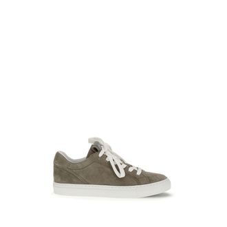 Brunello Cucinelli Gray Calf Leather Bos Taurus Low Top Womens Sneakers