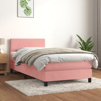 vidaXL Vidaxl - Cama Box Spring Con Colch&oacute;n Terciopelo Rosa 100x200 Cm