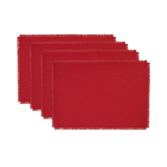 Solino Home Linen Placemats Set of 4, 14 x 19 Inch for Dining Table, Holiday and Everyday Table Decor - Fringe in Cherry at Nordstrom, Size Medium