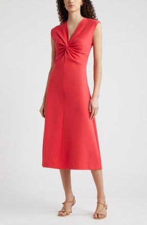 Nordstrom Twist Front Cap Sleeve Midi Dress in Red Saucy at Nordstrom, Size Xx-Large