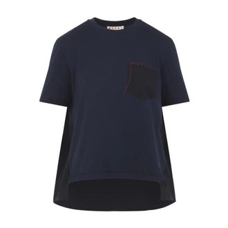 Marni Tops, Dames, Zwart, S, Katoen, T-Shirt met Patch