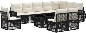 vidaXL Conjunto De Sof&aacute;s De Jard&iacute;n 11 Uds. Negro Y Blanco Crema Vidaxl