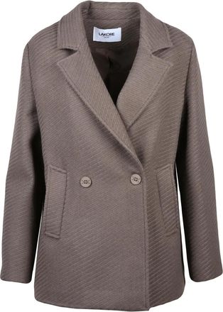 La Kore Turquoise Double-Breasted Wool-Blend Short Coat