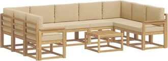 vidaXL Conjunto De Sof&aacute;s De Exterior 10 Uds. Y Beige Poli&eacute;ster Vidaxl