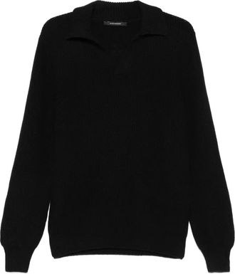 Tagliatore Maglione in lana con colletto polo - Nero