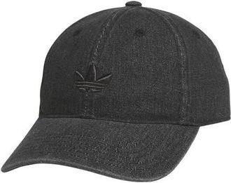 adidas Trefoil Embroidered Denim Baseball Cap in Black Denim/Black at Nordstrom, Size Small