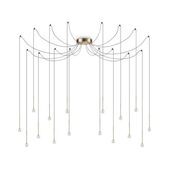Netlighting LUCCIOLA 16 Light LED Cluster Pendant Ceiling Light Brass 3000K NonDim in Yellow