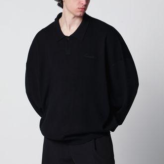Fear of God Signature 90s-style knit 3/4-sleeve polo in black