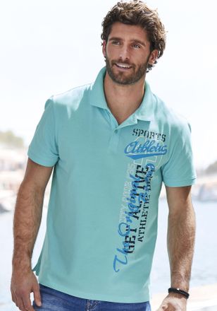 John Devin Poloshirt JOHN DEVIN, Herren, Gr. L (52/54), blau (t&uuml;rkis), Piqu&eacute;, Obermaterial: 100% Baumwolle, bedruckt, regular fit normal, Rundhals, Rippb&uuml;ndchen,