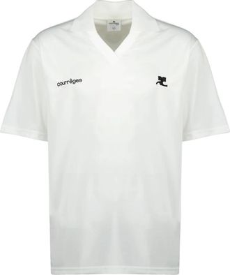 Courr&egrave;ges Oversized Sport V-Hals Polo - Heren - Polos - Wit - M - Polyester - Tops