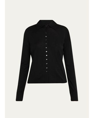 Vince Multi-Button Collared Cardigan Top