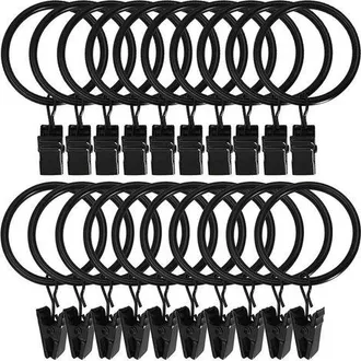 OEM Juego De 30 Anillas Decorativas De Metal Macizo Para Cortinas Con Clip Vintage Inoxidable, Compatibles Con Barras De Cortina De Hasta 2,5 Cm, Color Ne