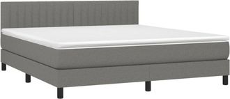 vidaXL Vidaxl - Cama Box Spring Colch&oacute;n Y Luces Led Tela Gris Oscuro 180x200 Cm