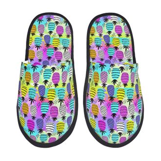 Generic Slippers Doodle Pineapples Cozy House Slippers Lightweight Anti-Slide Slipper For Travel Room Bedroom M