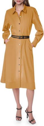 DKNY Long Sleeve Stretch Cotton Shirtdress in Dune at Nordstrom, Size X-Large
