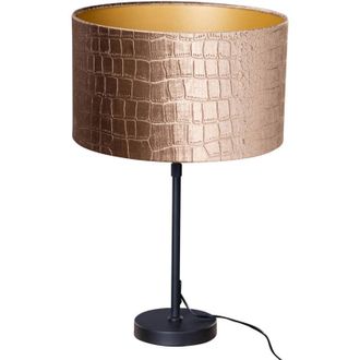 QAZQA Qazqa Cl&aacute;sico/antiguo L&aacute;mpara De Mesa Negra Con Pantalla De Terciopelo Dise&ntilde;o Cocodrilo 35 Cm - Parte Acero /terciopelo /textil Redonda Adecuado Para 