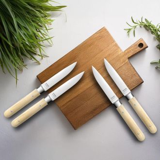 Amefa Estuche de 4 cuchillos carne acero inoxydable haya