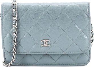 Chanel Borsa a tracolla mini in pelle Caviar trapuntata con catena - Blu