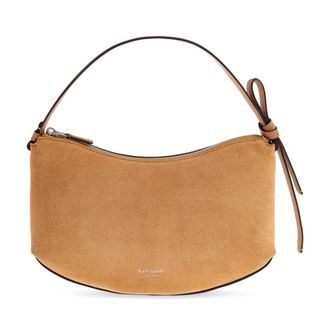 Kate Spade New York Handbags, female, Beige, Size: ONE SIZE Loop Suede Shoulder Bag