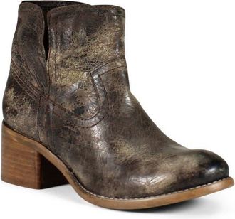 Diba WALNUT GROVE Distressed Leather Pull-On Western Bootie in Charcoal at Nordstrom, Size 8.5