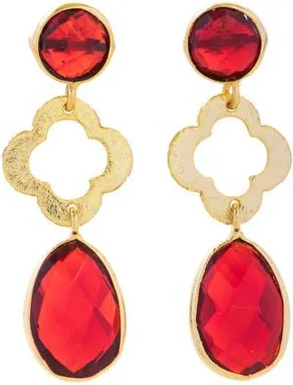 Saachi Quatrefoil Stone Drop Earrings in Red at Nordstrom Rack