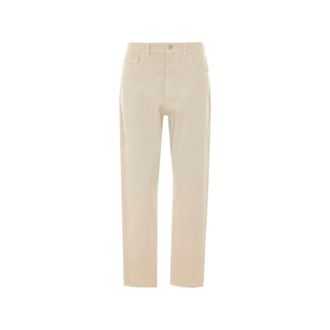 Brunello Cucinelli Rechte broek met vijf zakken - Dames - Broeken - Beige - Maat: M Zijde