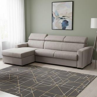 Dmora Sofa Cama Aleandra, Sof&aacute; De Esquina, 100% Made In Italy, Sof&aacute; Con Apertura Giratoria, Con Contenedor Izquierdo Pen&iacute;nsula, Con Reposabrazos Delgados, C