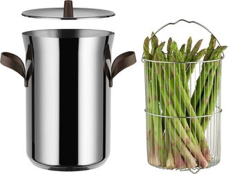 Alessi Edo Pu309 - Pentola Per Asparagi, Acciaio Inossidabile 18/10, Adatto Per Cottura A Induzione, Acciaio