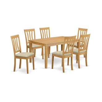 East West Furniture CAAN7-OAK-C 7 PC Dining room set - Small Kitchen Table and 6 Kitchen Dining Chairs