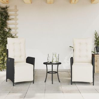 vidaXL Vidaxl - Sillones Reclinables Jard&iacute;n Con Reposapi&eacute;s 2 Uds Rat&aacute;n Pe Negro