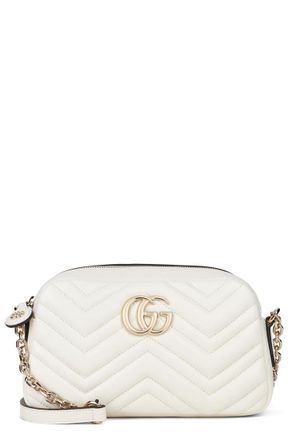 Gucci White GG Marmont Small Crossbody Bag