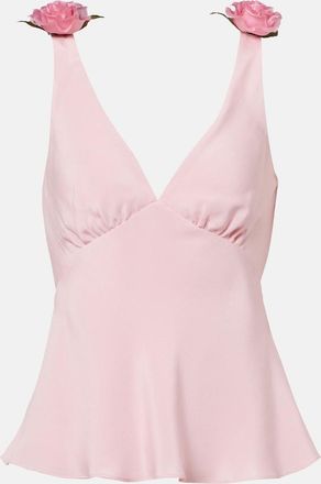 Rodarte Floral-appliqu&eacute; silk cr&ecirc;pe top