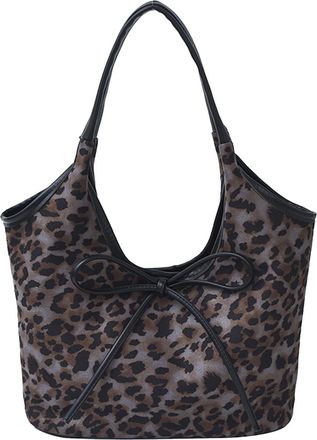 Generic Kexpery Womens Handbag Leopard Print PU Tote Shoulder Bag Spacious for Travel, Work, Shopping and Leisure