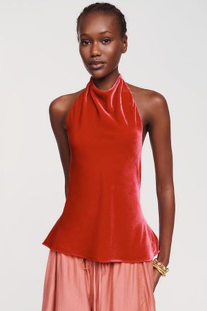 Maeve Jamie Velvet Halter Top