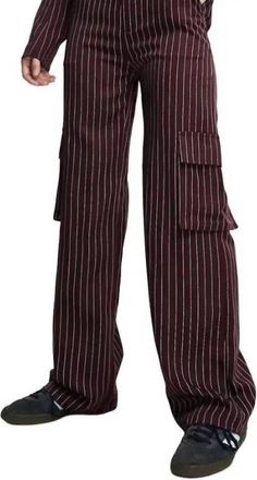 Heartbreak Womens Stripe Cargo Pants In Red