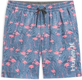 Hurley Flamingo Fern Volley Swim Shorts in Grey Teal at Nordstrom Rack, Size X-Large