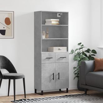 vidaXL Vidaxl - Aparador Alto Madera Contrachapada Gris Hormig&oacute;n 69,5x34x180 Cm