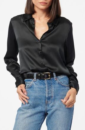 Cami NYC Crosby Silk Charmeuse Button-Up Shirt in Black at Nordstrom, Size Xx-Small