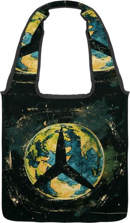 Generic Art Peace Icon Reversible Canvas Shoulder Tote - Double-Sided Print, 12oz Cotton, 27cm Drop, Fold-Flat Bag for Travel, Shopping, Street Outings