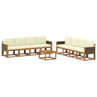 vidaXL Conjunto De Sof&aacute;s De Exterior Con Coj&iacute;n 7 Pcs Natural Y Crema Vidaxl