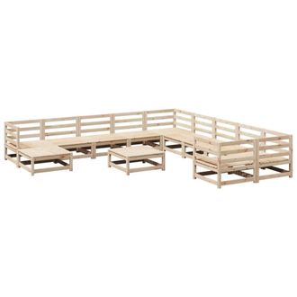 Berkfield Home 12 Piece Garden Sofa Set Solid Wood Pine in Light Tan