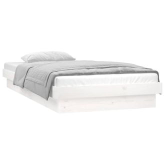 Berkfield Home LED Bed Frame without Mattress White Small Single Solid Wood