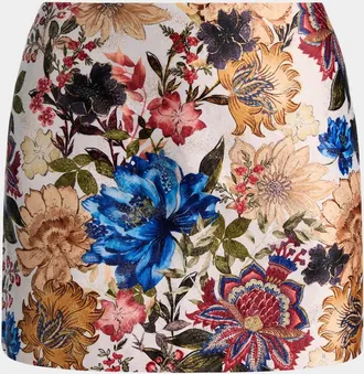 Alice & Olivia Rubi Floral Jacquard Mini Skirt