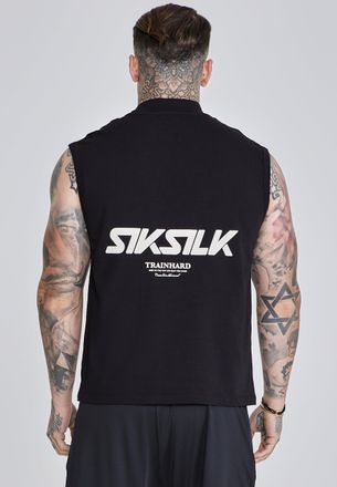 Siksilk Mens Black Sleeveless T-Shirt XXL