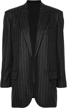 Brunello Cucinelli Blazer de Lana con Raya Diplom&aacute;tica - Jackets - Mujer - Gris - M